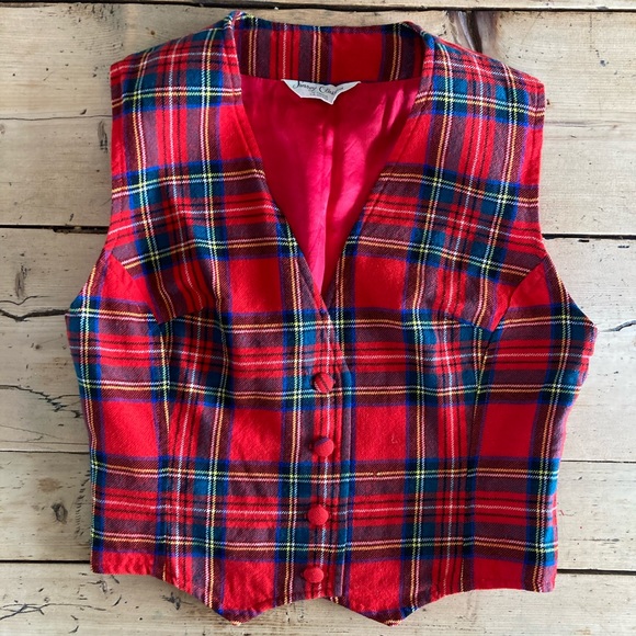Vintage perfect little tartan wool vest women size XS - Picture 4 of 13